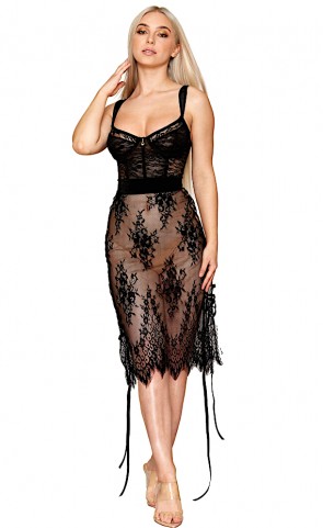 Mesh Floral Lace Embroidery Slip Chemise